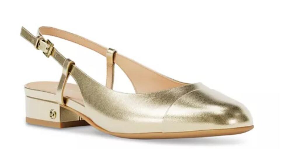 Michael Kors Met Crush Pale Gold Leather Slingback Kitten Heels 8.5